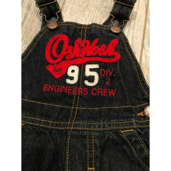 Osh Kosh B'Gosh Overalls Bibs 12 Months Engineer Railroad Costume Jeans Boys - Picture 1 of 6